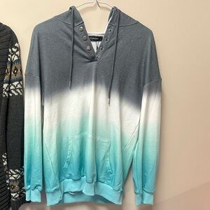 Gradient Gray and Blue Women's Hoodie
